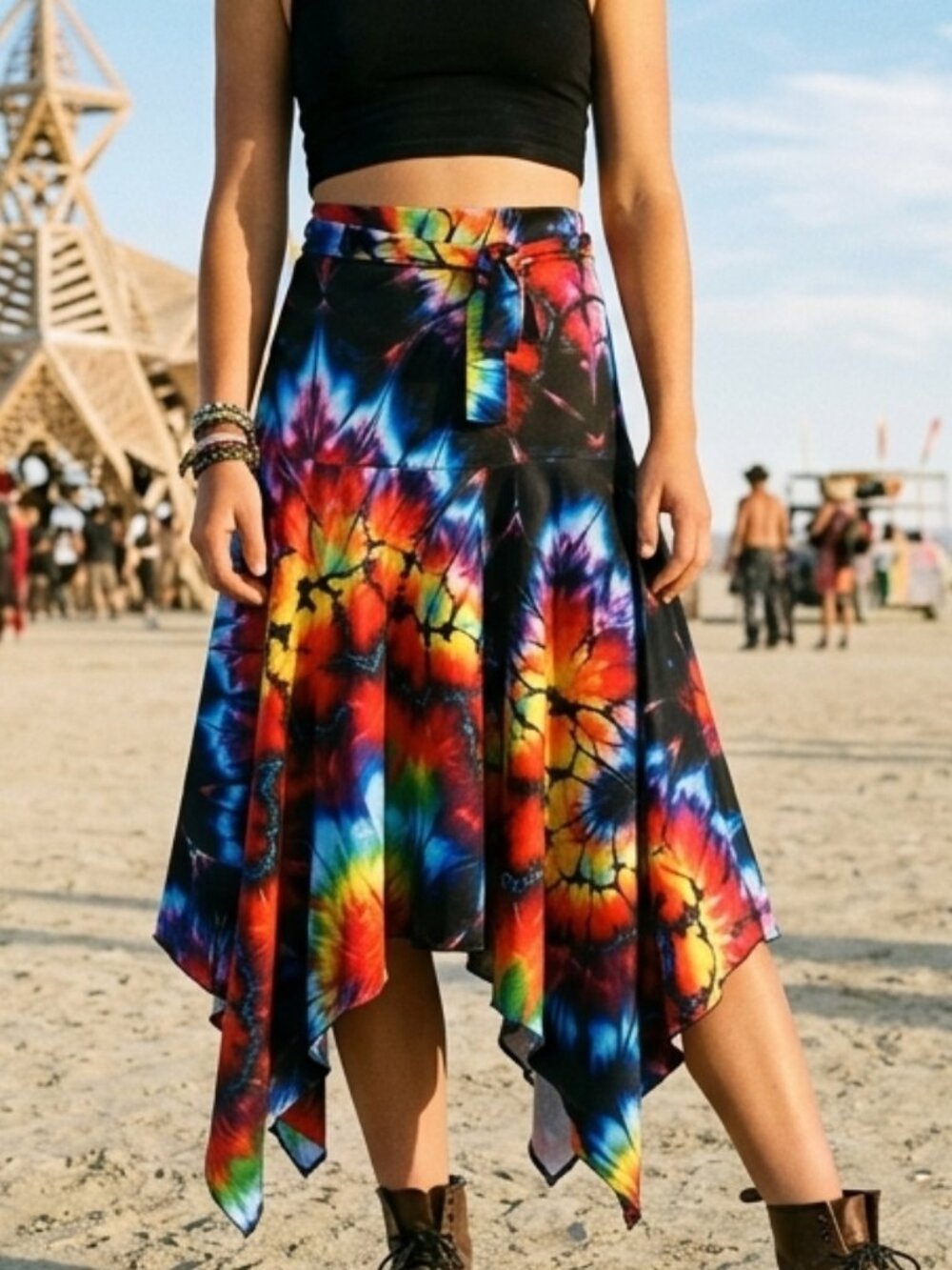 Conceptual Subculture Rainbow Tiedye Handkerchief Skirt XL Festival Rave Concert